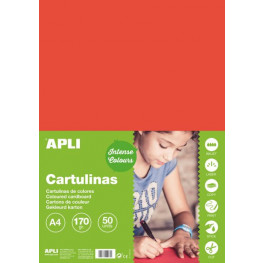 Farebný papier A4 170g APLI A14239 červený